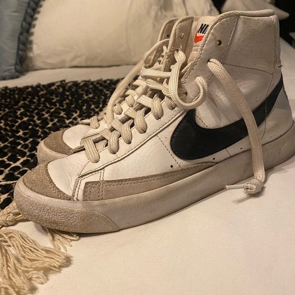 Nike White and Black High-Top Sneakers